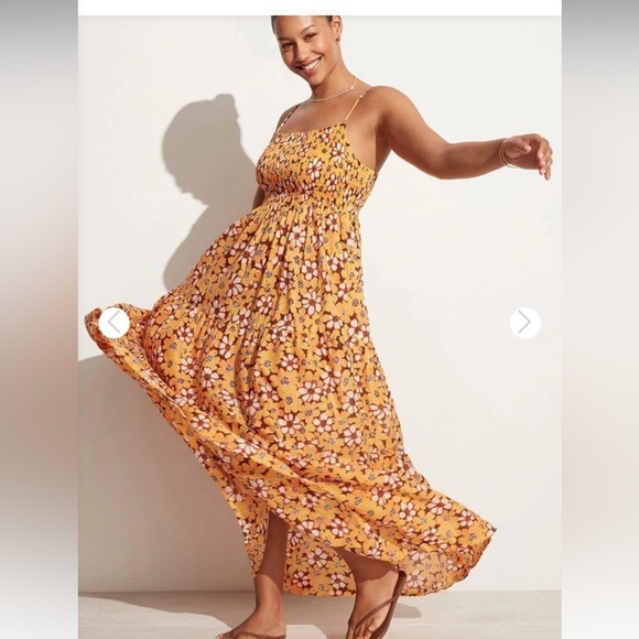 Faithfull the Brand Dresses & Skirts - NWOT Faithfull The Brand Mari Li Reni Floral Print Orange Smocked Maxi Dress